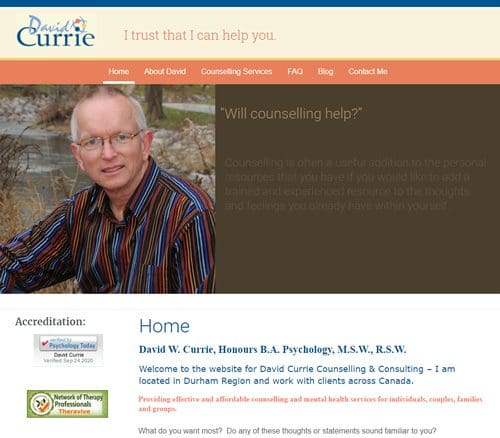 David Currie Counselling - Whitby Ontario